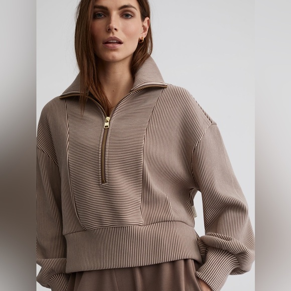 Varley Ramona Half-Zip Sweat 2.0 in Taupe Sand Sz M - Picture 1 of 14